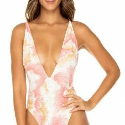 One Piece Swimsuits Luli Fama Costa Del Luz Reversible Deep V-Neck One Piece
