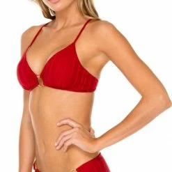 Luli Fama Turi Turai Ring Side Full Cut Bikini Bottom In Red
