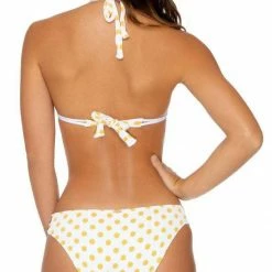 Luli Fama Itsy Bitsy Halter Bikini Top In Yellow