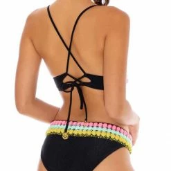 Bikinis Luli Fama Night Lights Cross Back Bustier Top In Black