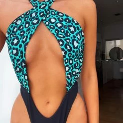 Beach Bunny Swimwear Lex Monokini - Teal Leopard One Piece Swimsuits
