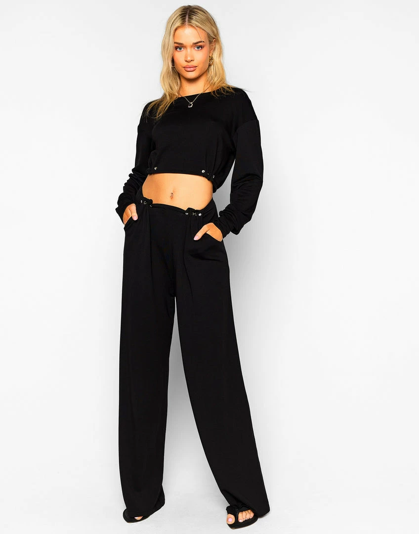 Beach Bunny Swimwear Lounge Wear Jesse Wide Leg Pant - Black 5 Beach Bunny Swimwear Lounge Wear Jesse Wide Leg Pant - Black