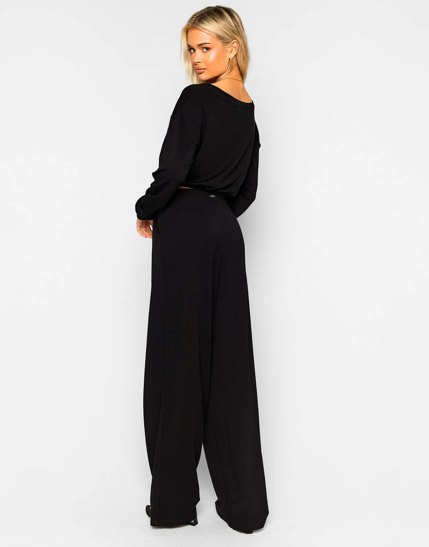Beach Bunny Swimwear Lounge Wear Jesse Wide Leg Pant - Black 6 Beach Bunny Swimwear Lounge Wear Jesse Wide Leg Pant - Black