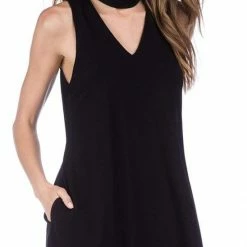 La Blanca Undercover Mock Neck Swing Dress In Black LA8LP31-BLK