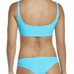 PilyQ Lace-Up Teeny Cut Bikini Bottom In Marine Blue Bikinis
