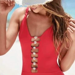 One Piece Swimsuits Milonga Shell Cutout One Piece In Red 070