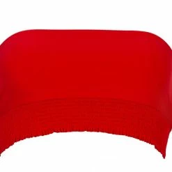 PilyQ Red Coral Smocked Bandeau Bikini Top Bikinis