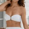 Bikinis PilyQ White Pearl Detail Bandeau Bikini Top