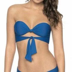 PilyQ Island Blue Basic Ruched Teeny Bikini Bottom Bikinis