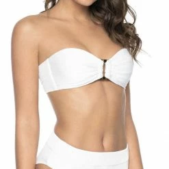Bikinis PilyQ White Pearl Detail Bandeau Bikini Top