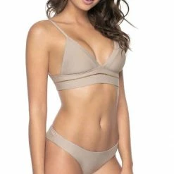 Bikinis PilyQ Oyster Stitched Kylie Halter Bikini Top