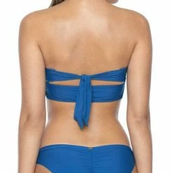 PilyQ Island Blue Knot Tie Bikini Bandeau Top Bikinis