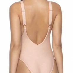 PilyQ Haley One Piece Swimsuit In Pink Sand One Piece Swimsuits