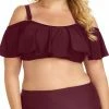 Bikinis Raisins Curve Tortuga Flounce Top In Maroon Y840027-MAR