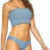 PilyQ Smocked Ruffle Bandeau Bikini Top In Sky Blue