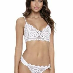 PilyQ Bikinis PQ Swim Water Lily Sweetheart Lace Bralette In White