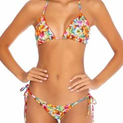 Luli Fama Wildflower Ruffle Triangle Bikini Top
