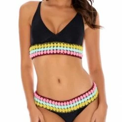 Bikinis Luli Fama Night Lights Cross Back Bustier Top In Black