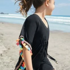 PQ Swim Girls Midnight Tassel Poncho Kids