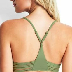 Seafolly Rouleau Bralette Top In Moss 30815-058-MOSS