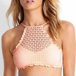 Bikinis Seafolly Havana High Neck Top In Peach 30643-074-PCH