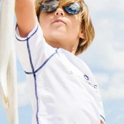 Snapperrock Boy's Short Sleeve Rashguard Top In White 125