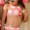 Kids Snapperrock Girl's Neon Coral Spots Halter Bikini Set G15042