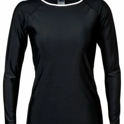 Snapperrock Ladies Black With White Trim Rashguard Top L20002L