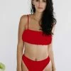 Akalia Swimwear Victoria Bandeau Bikini Top In Red Bikinis