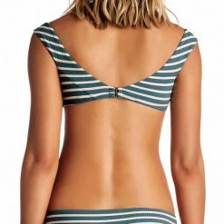 Vitamin A Capri Bikini Top In Grey Marin Stripe 88T MAG Swimsuits