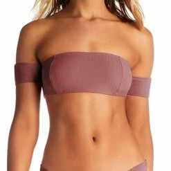 Vitamin A Luciana Ribbed Bikini Bottom In Dusty Rose