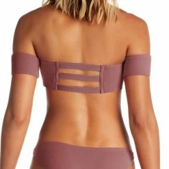 Vitamin A Luciana Ribbed Bikini Bottom In Dusty Rose