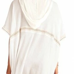 Vitamin A Isabell Windswept Short Gauze Caftan In White 7CS WEG