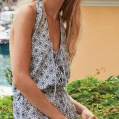 Elan Halter Top Romper In White Galaxy WDP7102