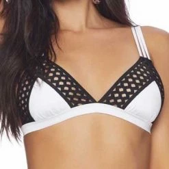 Bikinis Beach Bunny Lattice Bralette Bikini Top In White