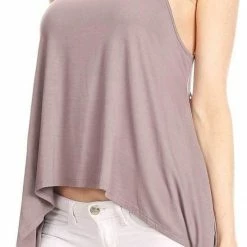 Bikinis Bear Dance Solid Spaghetti Strap Top In Purple Grey T2440