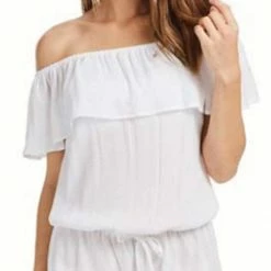 Resort Wear Isabella Rose Besties Ruffle Romper In White 4054884-WHT