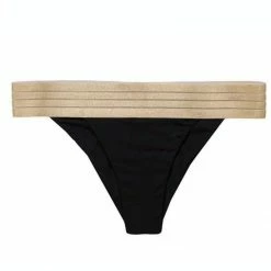 Beach Bunny Sheer Addiction Bikini Bottom In Black And Gold