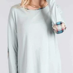 Chris And Carol Apparel Chris And Carol Elbow Patch Long Sleeve Knit Top 160104T