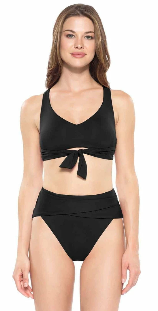 Bikinis Becca Color Code Racer Back Bikini Top In Black