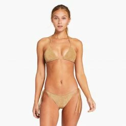 Vitamin A Gia Triangle Top- Golden Glow Metallic Swimsuits