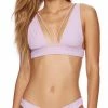 Beach Bunny Larson High Apex Bikini Top In Lavender Bikinis