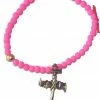 Almost Gone Accessories Lead Jewelry Neon Pink Cross Bead Bracelet 4B176