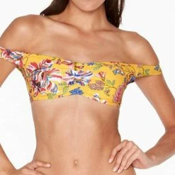 L*Space Ziggy Pacific Bloom Bikini Top In Sunshine Gold Bikinis