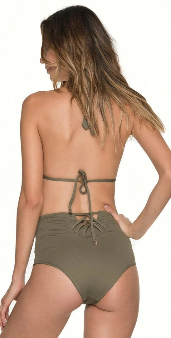 Malai Must Fishbone High Waist Bottom In Army Green B00371-ARMY 3 Malai Must Fishbone High Waist Bottom In Army Green B00371-ARMY