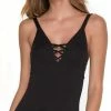 One Piece Swimsuits Malai Chief Fishbone One Piece In Black OP0084-BLK