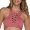 Bikinis Malai Awe Fishbone High Neck Top In Rośe T00326-RSE 1 Bikinis Malai Awe Fishbone High Neck Top In Rośe T00326-RSE