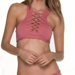 Bikinis Malai Awe Fishbone High Neck Top In Rośe T00326-RSE 8 Bikinis Malai Awe Fishbone High Neck Top In Rośe T00326-RSE
