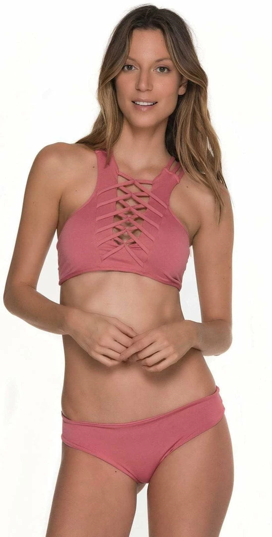 Bikinis Malai Awe Fishbone High Neck Top In Rośe T00326-RSE 5 Bikinis Malai Awe Fishbone High Neck Top In Rośe T00326-RSE