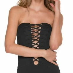 Malai Glam Fishbone One Piece In Black OP0108-BLK